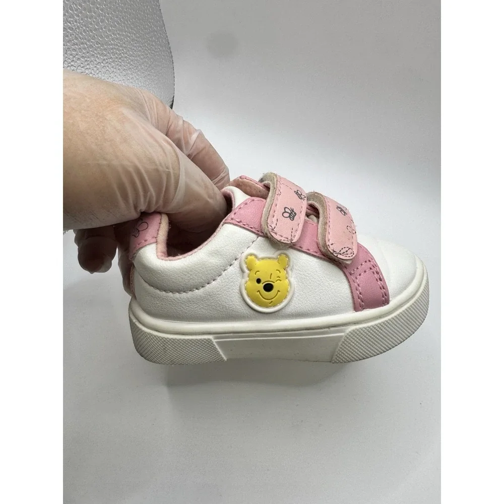 Disney Baby Winnie The Pooh Toddler Kids Sneaker Size 3 Pink /White Hook & Loop